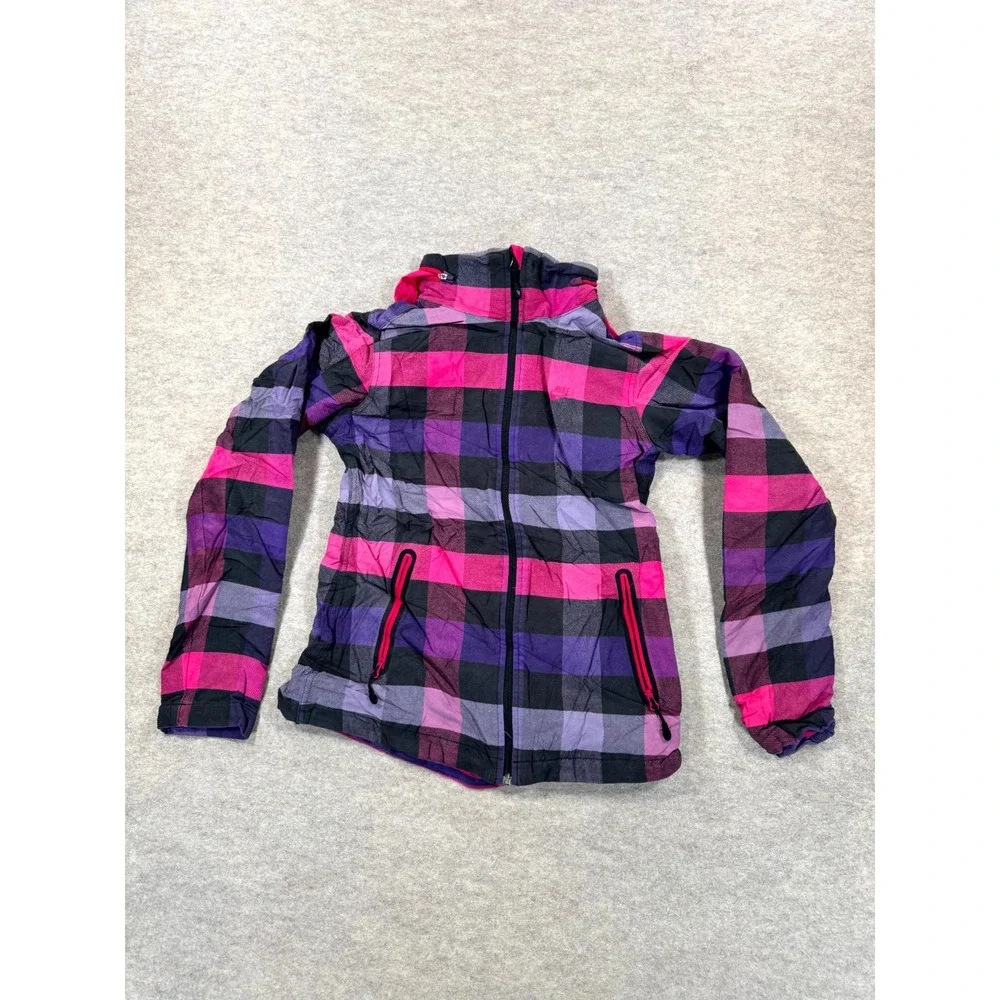Nike Sportswear Flannel Jacket Womens Small Multi Plaid Cotton Hooded Full Zip
